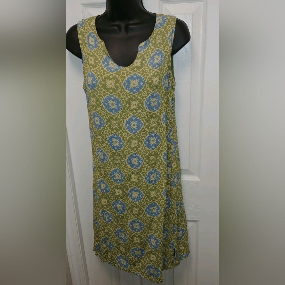 Blue green silk blend dress